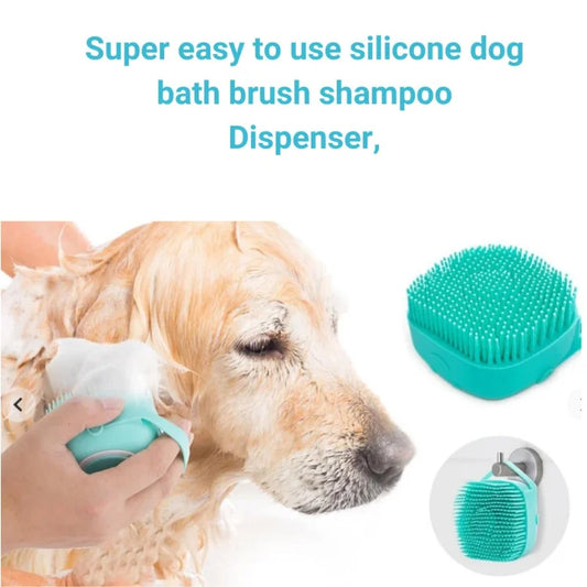 Dog Bath Brush Body Scrubber Shampoo Dispenser Tick Remover for Shower Bathing and Shedding Soft Silicone Bristles Brushes Groomers for Pet Puppy Dogs Cat Rabbit Horse (Multicolor 1 pcs)