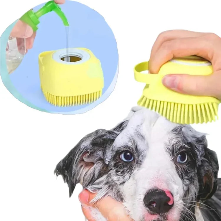 Dog Bath Brush Body Scrubber Shampoo Dispenser Tick Remover for Shower Bathing and Shedding Soft Silicone Bristles Brushes Groomers for Pet Puppy Dogs Cat Rabbit Horse (Multicolor 1 pcs)