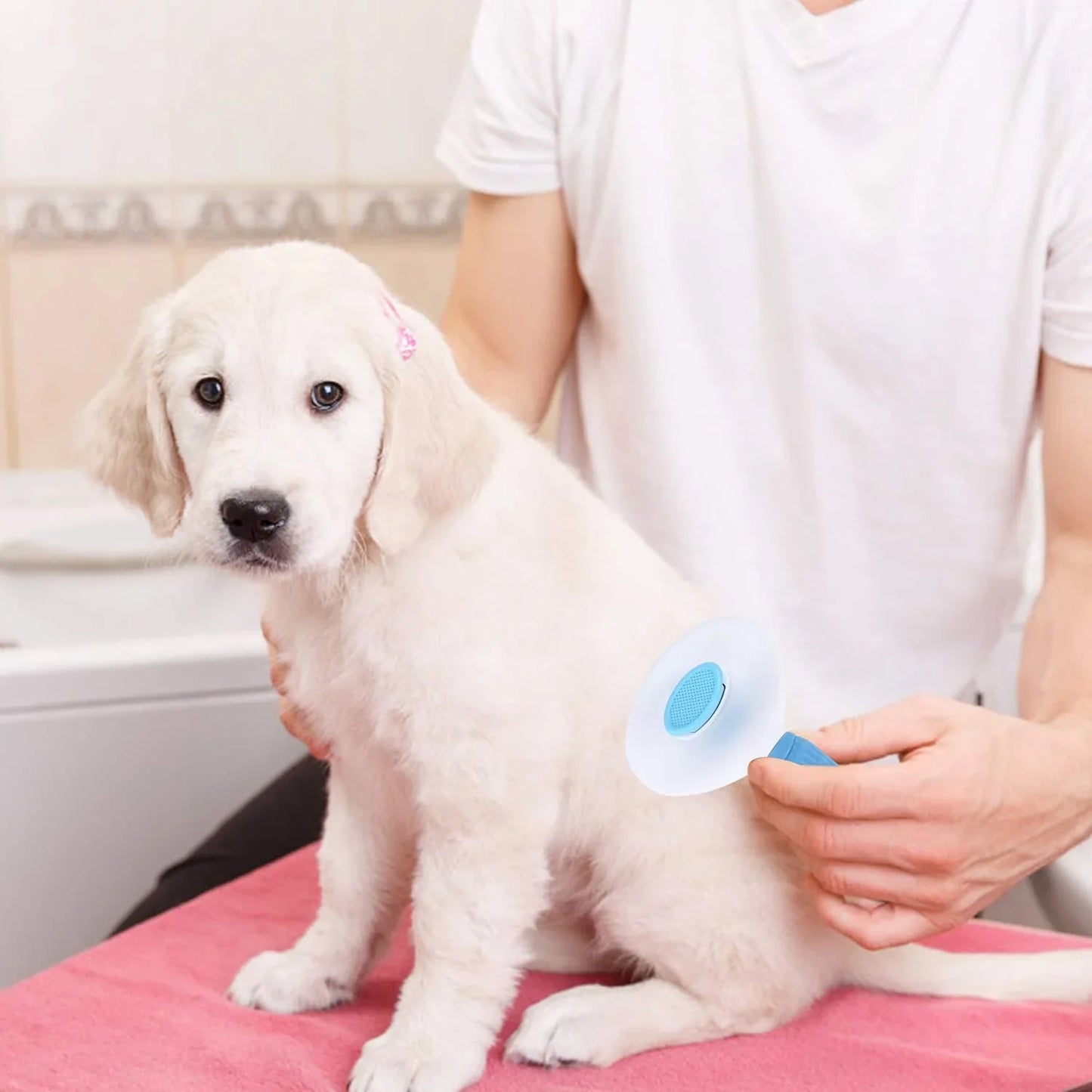 Depets Self Cleaning Slicker Brush, Pet Grooming Shedding Brush for Dogs and Cats