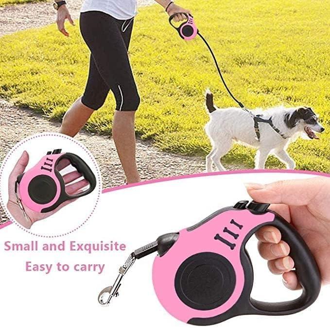 Automatic Retractable Nylon Cat Lead Extension Puppy Walking Running Lead Roulette for Dogs Pet Durable Dog Leash (5 M)