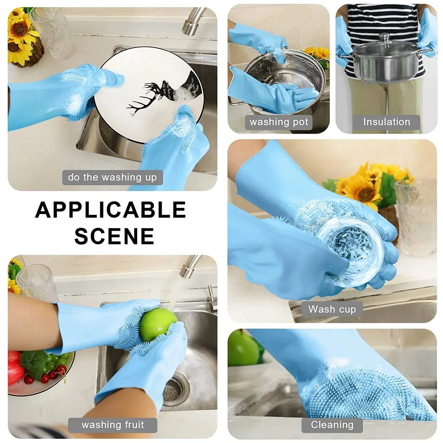 Gloves Magic Silicone Dog Washing Gloves (Pair of 1)