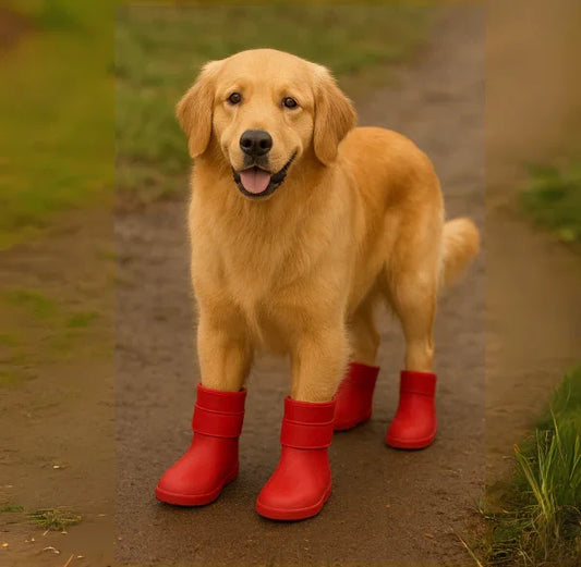 Dog Shoes for All Seasons – Waterproof, Anti-Slip, Comfortable Paw Protection ( Red )