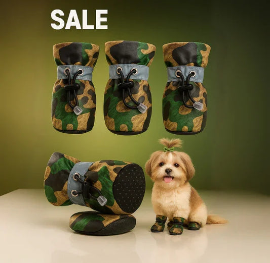 Dog Shoes for Small & Medium Breeds – Sizes S, M, L (Fits Chihuahua, Pug, Beagle, shithzu) ( Camouflage )