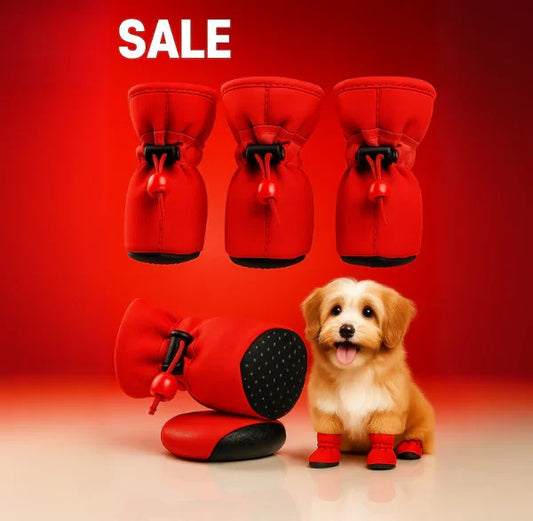 Dog Shoes for Small & Medium Breeds – Sizes S, M, L (Fits Chihuahua, Pug, Beagle, shithzu) ( Red )