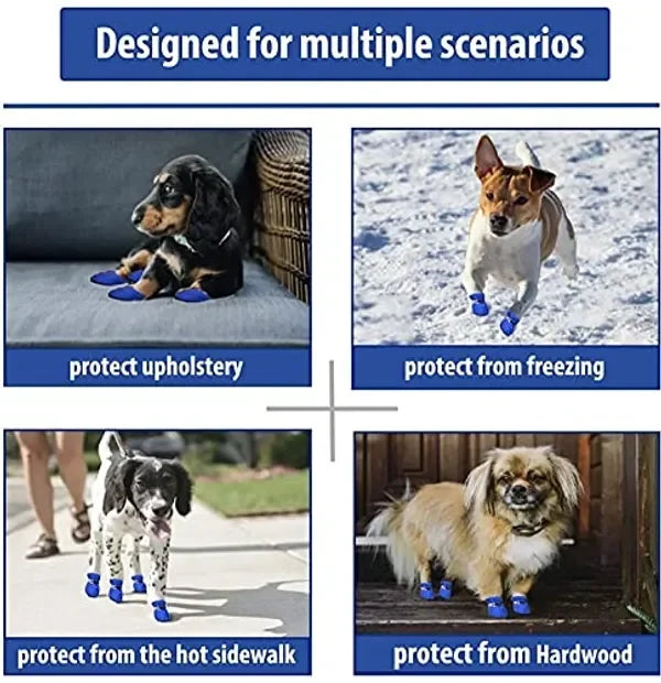 Dog Shoes for Small & Medium Breeds – Sizes S, M, L (Fits Chihuahua, Pug, Beagle) ( Blue )