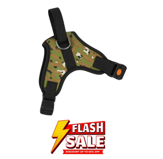 Dog Body Belt Harness Adjustable Neck Strip & Chest Strip Dog Harness (Army)