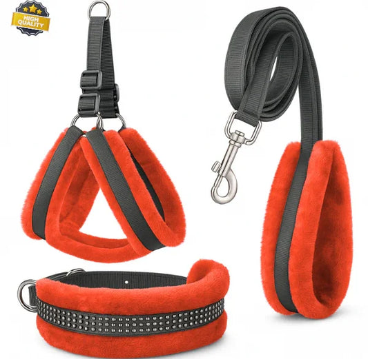 Dog Fur Harness Combo Set (Orange)