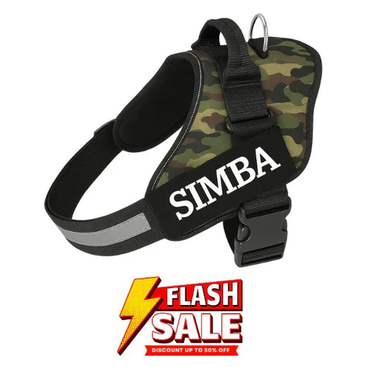 Custom Dog Harness Adjustable Neck Strip & Chest Strip Dog Harness (Army)