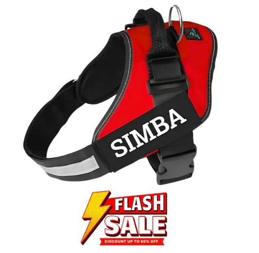 Custom Dog Harness Adjustable Neck Strip & Chest Strip Dog Harness (Red)