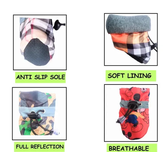 Dog Shoes for Small & Medium Breeds – Sizes S, M, L (Fits Chihuahua, Pug, Beagle, shithzu) ( Brinjal )