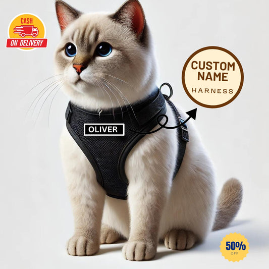 Custom Cat Harness Adjustable Neck Strip & Chest Strip Cat Harness