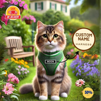 Custom Cat Harness Adjustable Neck Strip & Chest Strip Cat Harness