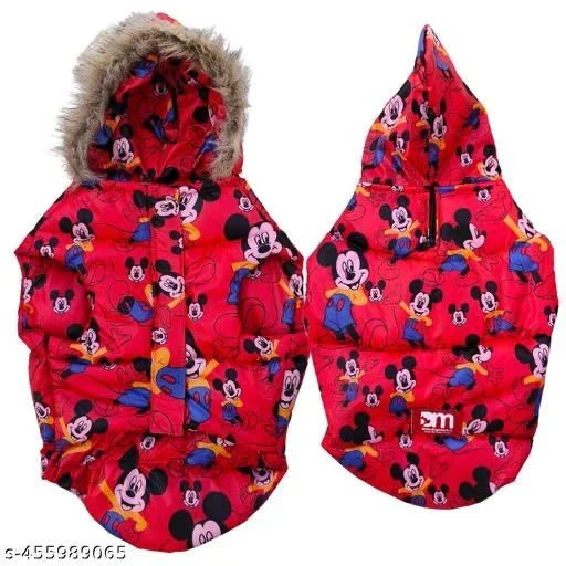 Premium Warm Dog Jacket – Winter-Ready Comfort (Red Mickey)