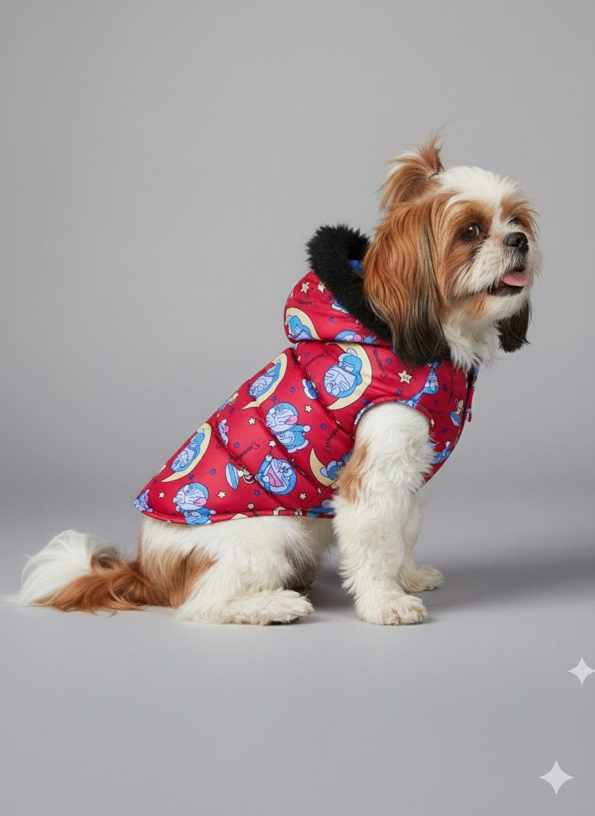 Premium Warm Dog Jacket – Winter-Ready Comfort (Red Doremon)