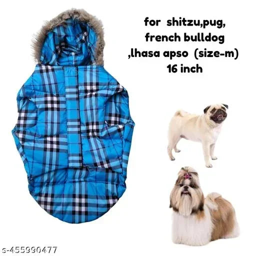 Premium Warm Dog Jacket – Winter-Ready Comfort (Blue Checked)