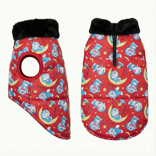 Premium Warm Dog Jacket – Winter-Ready Comfort (Red Doremon)
