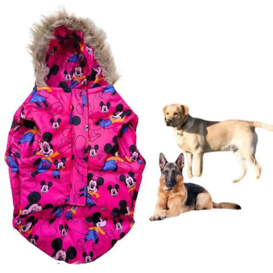 Premium Warm Dog Jacket – Winter-Ready Comfort (Pink Mickey)
