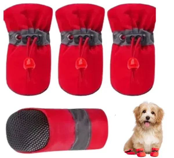 Dog Shoes for Small & Medium Breeds – Sizes S, M, L (Fits Chihuahua, Pug, Beagle, shithzu) ( Red )