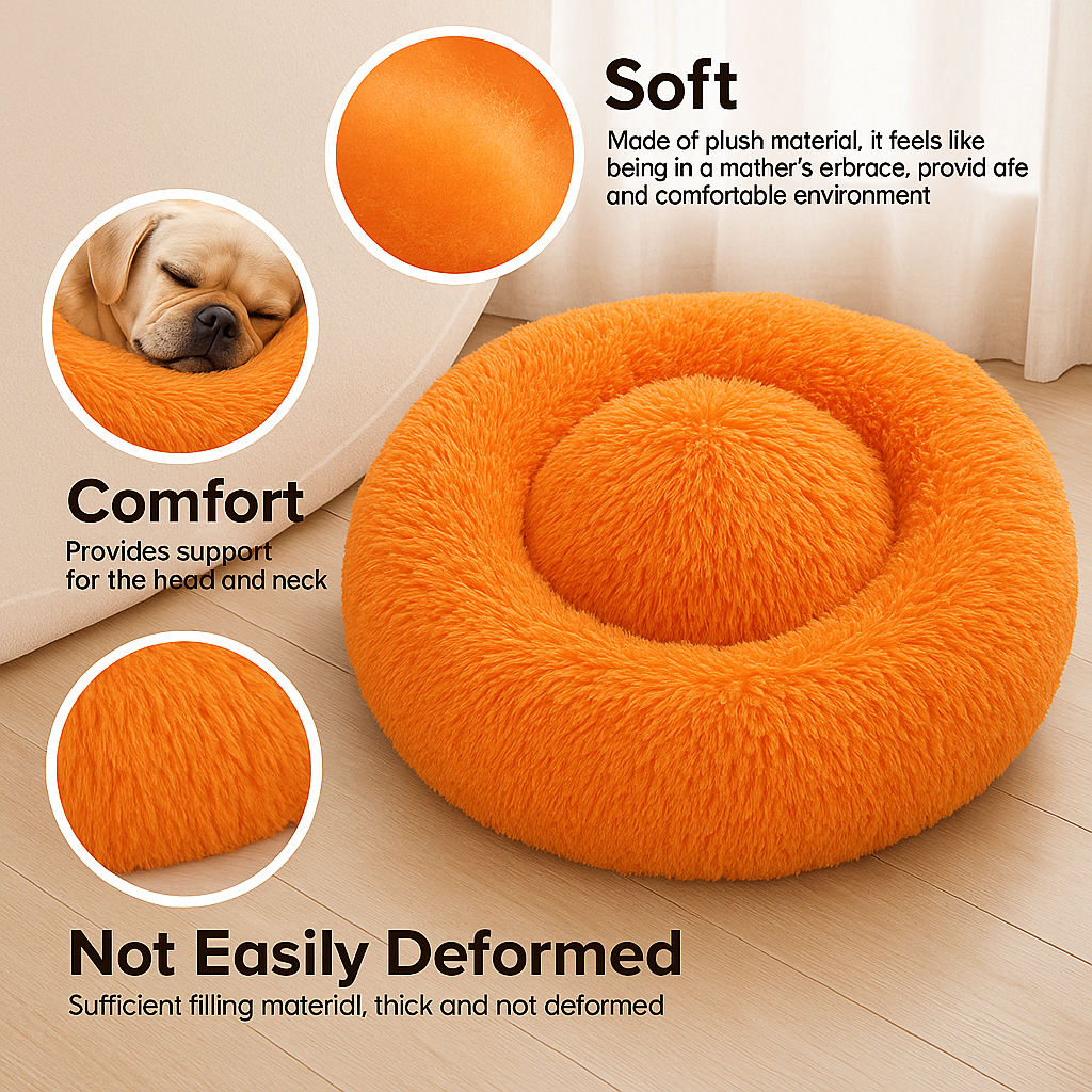 Washable & Ultra-Comfort Dog Bed for Small and Large Dogs ( Orange )