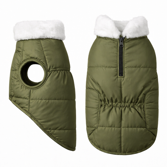 Premium Warm Dog Jacket – Winter-Ready Comfort (Olive green)