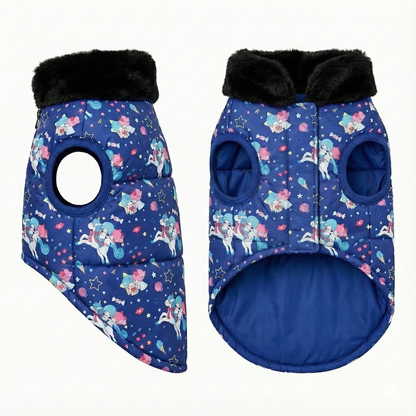 Premium Warm Dog Jacket – Winter-Ready Comfort (Blue Horse)