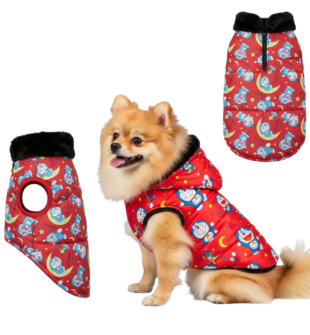 Premium Warm Dog Jacket – Winter-Ready Comfort (Red Doremon)