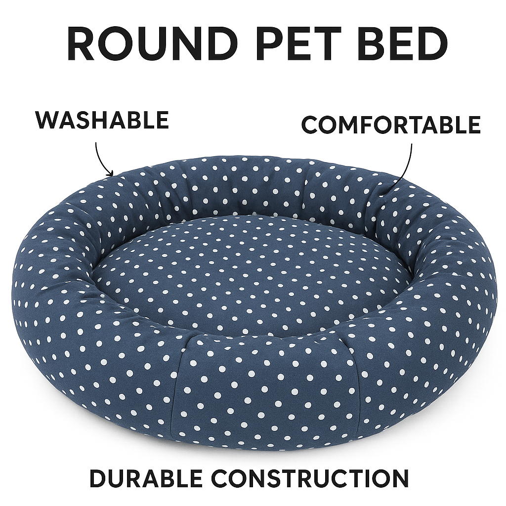Round Dog Bed Free Size | Soft, Washable & Comfortable Pet Bed for Dogs