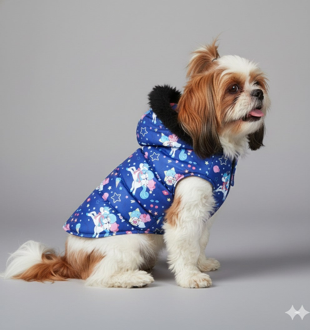 Premium Warm Dog Jacket – Winter-Ready Comfort (Blue Horse)
