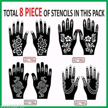 Reusable Mehendi Hand Henna Tattoo Stencil For Women, Girls