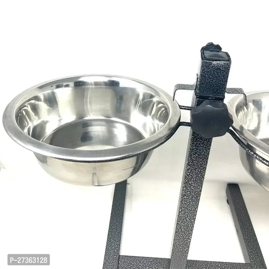 Adjustable Elevated Pet Feeder Raised Dog Food Bowl, Water Bowls, Dog Feeding Station H-Base Double Bowl Stand Two Stainless Steel Removable Bowls (Pack of 2 Bowl Single Stand 1600 ML)