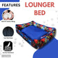 Blue Lounger Dog Bed | Soft & Washable Pet Bed for Small to Large Dogs