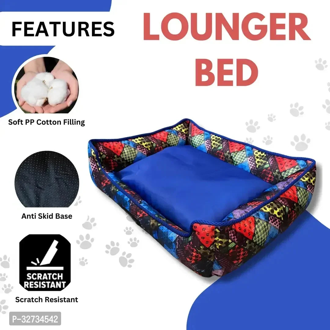 Blue Lounger Dog Bed | Soft & Washable Pet Bed for Small to Large Dogs