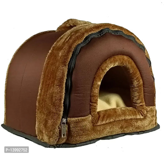 Igloo Dog House, Portable Cat Igloo Bed with Removable Cushion, 2 in 1 Washable Cozy Dog Igloo Bed Cat Cave, Foldable Non-Slip Warm for Pets Puppy Kitten Rabbit