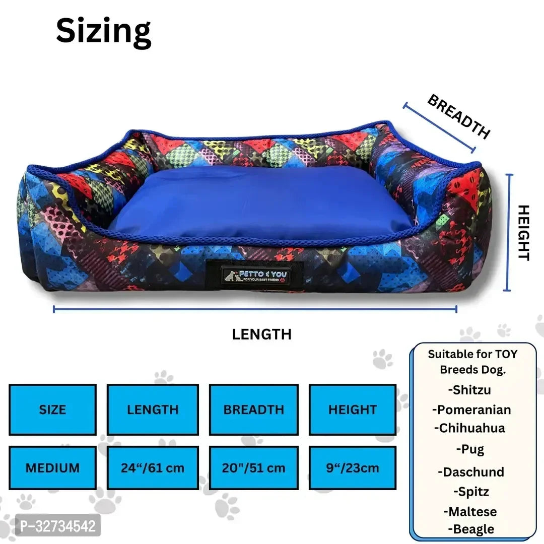 Blue Lounger Dog Bed | Soft & Washable Pet Bed for Small to Large Dogs