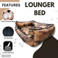 Brown Lounger Dog Bed | Soft & Washable Pet Bed for Small to Large Dogs