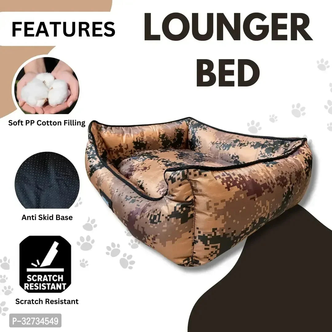 Brown Lounger Dog Bed | Soft & Washable Pet Bed for Small to Large Dogs