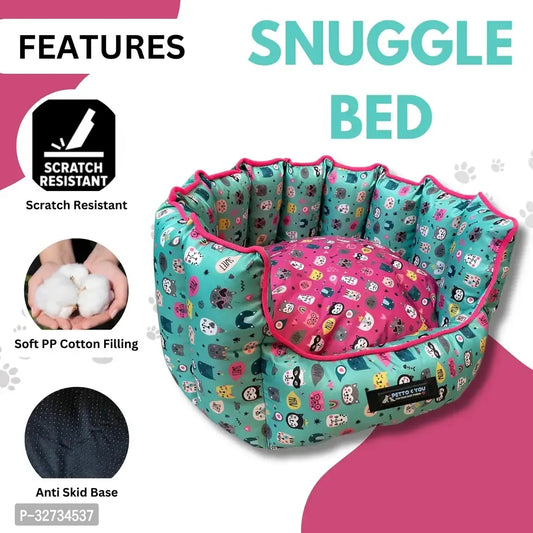 Waterproof Dog Snuggle bed Non woven laminated filament Teal colour